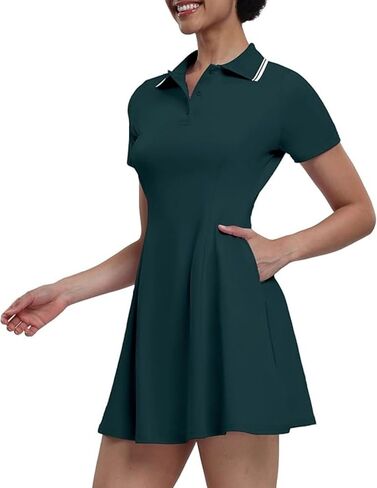 Women's Short Sleeve Golf and Tennis Dress with Button Placket and Pockets for Sports and Casual Wear in Saudi Arabia