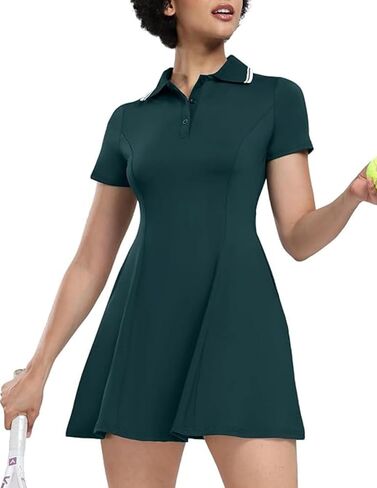 Women's Short Sleeve Golf and Tennis Dress with Button Placket and Pockets for Sports and Casual Wear in Saudi Arabia