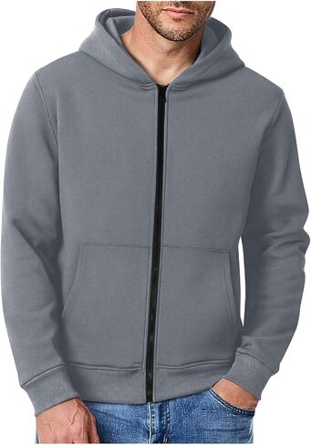 Backpack Hoodies for Men Zip Up Fleece Sweatshirt Long Sleeve Thick Warm Winter Sweatshirts Solid Casual Travel Coat in Saudi Arabia