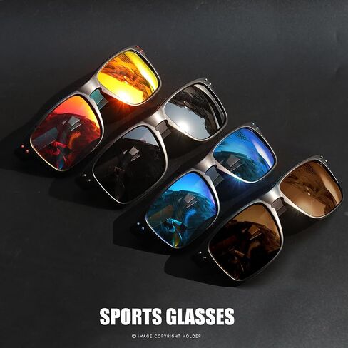 Square Sunglasses for Men Women - Matte Finish Lightweight Sports/Driving/Fishing Glasses Lightweight Unisex Frame 4Pack in Saudi Arabia