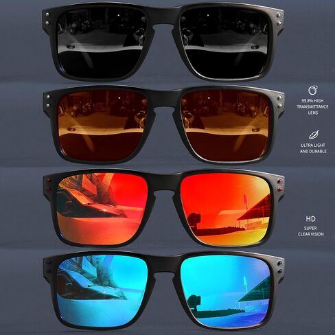 Square Sunglasses for Men Women - Matte Finish Lightweight Sports/Driving/Fishing Glasses Lightweight Unisex Frame 4Pack in Saudi Arabia