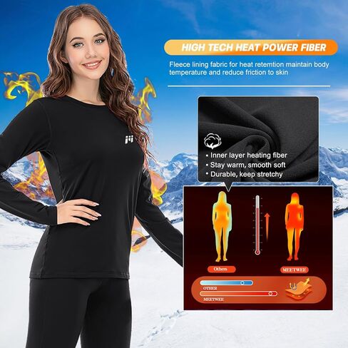 Women's Thermal Underwear Fleece Lined Tops Long Sleeve Baselayer Shirt in Saudi Arabia