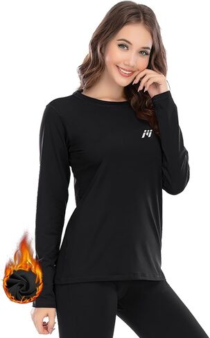 Women's Thermal Underwear Fleece Lined Tops Long Sleeve Baselayer Shirt in Saudi Arabia