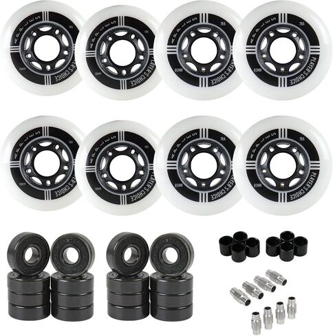 Player's Choice Indoor Roller Hockey Wheels 8-Pack with Hybrid Ceramic Bearings and Spacers - Apples White Dual-Pour 78A Hardness for Skates - Super High Rebound Urethane in Saudi Arabia