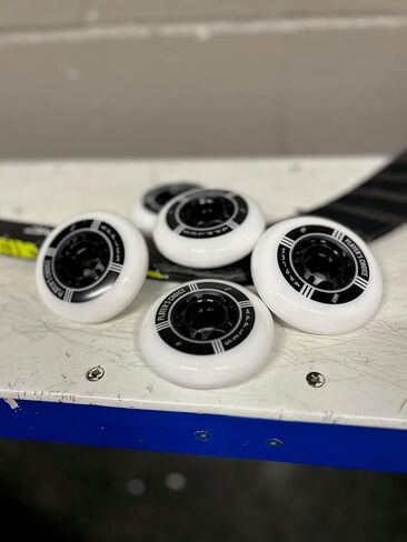 Player's Choice Indoor Roller Hockey Wheels 8-Pack with Hybrid Ceramic Bearings and Spacers - Apples White Dual-Pour 78A Hardness for Skates - Super High Rebound Urethane in Saudi Arabia