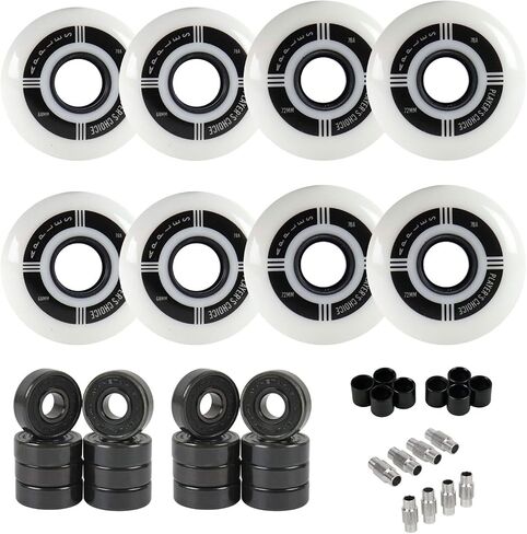 Player's Choice Indoor Roller Hockey Wheels 8-Pack with Hybrid Ceramic Bearings and Spacers - Apples White Dual-Pour 78A Hardness for Skates - Super High Rebound Urethane in Saudi Arabia
