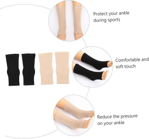 2 Pairs Elastic Ankle Support Sleeve Moisture Wicking Sports Open Toe Socks for Men Women Ankle Protection for Exercise Casual Wear Comfortable Fit Skin Color in Saudi Arabia