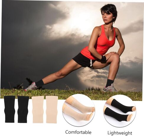 2 Pairs Elastic Ankle Support Sleeve Moisture Wicking Sports Open Toe Socks for Men Women Ankle Protection for Exercise Casual Wear Comfortable Fit Skin Color in Saudi Arabia