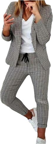 Womens 2 Piece Outfits Office Pants Suits Dressy Business Casual Outfits Professional Blazer Sets Work Pant Suits in Saudi Arabia