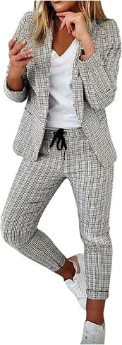 Womens 2 Piece Outfits Office Pants Suits Dressy Business Casual Outfits Professional Blazer Sets Work Pant Suits in Saudi Arabia