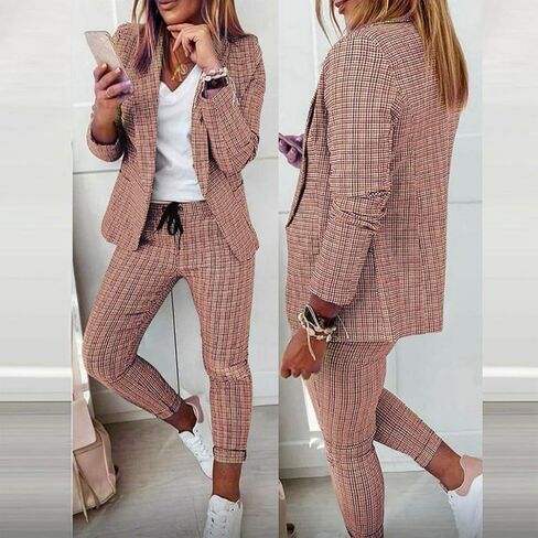 Womens 2 Piece Outfits Office Pants Suits Dressy Business Casual Outfits Professional Blazer Sets Work Pant Suits in Saudi Arabia