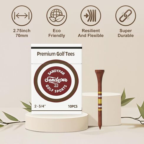 Bamboo Golf Tees 70mm (2.75") 10 Count Wooden Tees Friendly Biodegradable Material Reduce Friction Side Spin More Stable Funny Golf Accessory for Golfers in Saudi Arabia