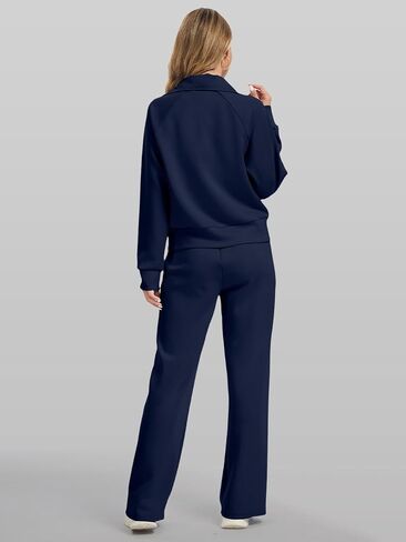 Women 2 Piece Outfits Casual Sweatsuit Oversized Sweatshirt With Front Pocket And Wide Leg Pants Tracksuit Sets in Saudi Arabia