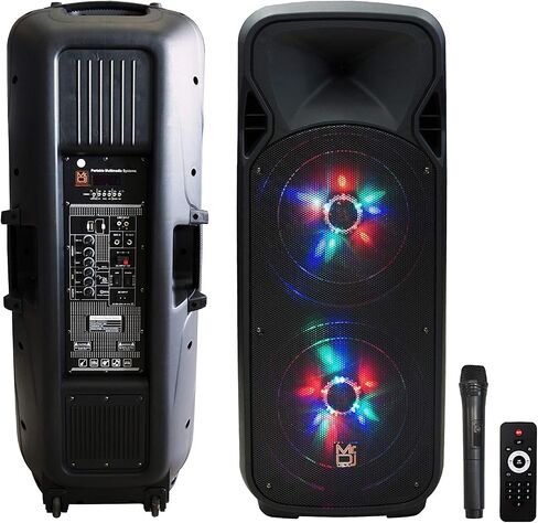 Mr. Dj AFTER PARTY Dual 15" 5000 Watt Max Power Speaker with Built-in Bluetooth & Battery LCD/MP3/USB/SD Slot in Saudi Arabia