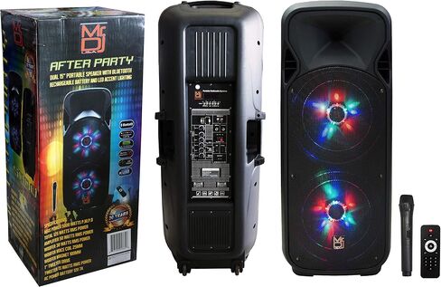Mr. Dj AFTER PARTY Dual 15" 5000 Watt Max Power Speaker with Built-in Bluetooth & Battery LCD/MP3/USB/SD Slot in Saudi Arabia