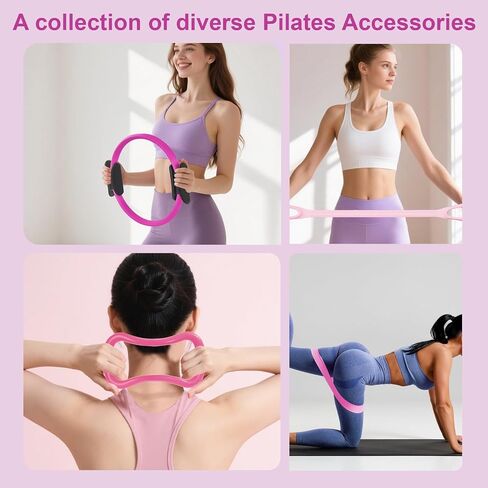 Pilates Ring Set –Home Pilates Equipment for Women Kit with a 14-inch Pilates Ring and 9.8-inch Pilates Ball,5 Resistance Bands for Beginners—Train Muscles, Flexibility & Core Strength at Home in Saudi Arabia