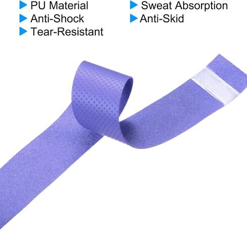 43.3" Tennis Racket Grip Tape, 4 Pack PU Overgrip Round Groove Non-Slip Absorb Sweat for Badminton Fishing Rod, Purple in Saudi Arabia