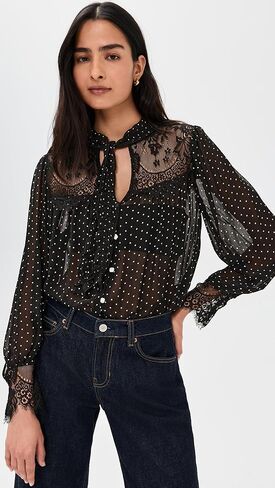 Sea Women's Melody Polka-Dot Long Sleeve Top in Kuwait