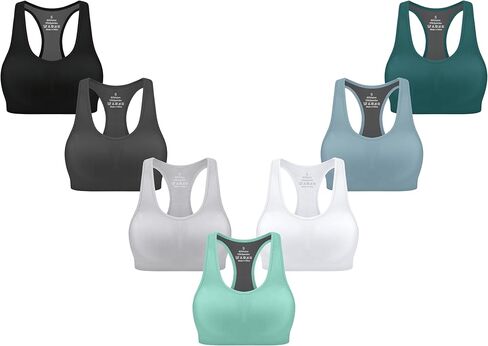 MIRITY Women Racerback Sports Bras - High Impact Workout Gym Activewear Bra Pack of 7 in Kuwait