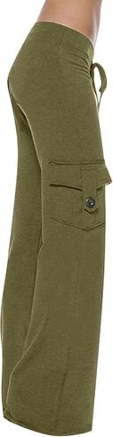 Womens Cargo Pants High Waist Wide Leg Casual Drawstring Pants Stretch Yoga Workout Sweatpants with Pockets 2025 in Saudi Arabia