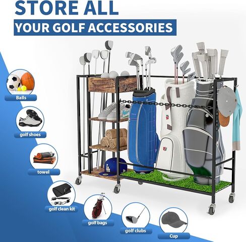 منظم حقيبة الجولف، منظم معدات الجولف، حامل حقيبة الجولف، عجلات تخزين نادي الجولف، عجلات دوارة تكسر سعة كبيرة وحامل جولف عالي التحمل in Kuwait