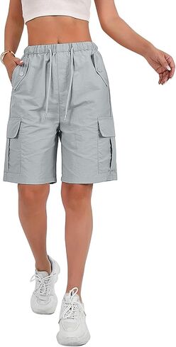 Cargo Shorts Women Quick Dry Athletic Bermuda Shorts Casual Knee Length Hiking Short Waterproof Long Short in Saudi Arabia