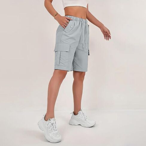 Cargo Shorts Women Quick Dry Athletic Bermuda Shorts Casual Knee Length Hiking Short Waterproof Long Short in Saudi Arabia