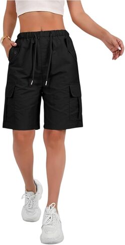 Cargo Shorts Women Quick Dry Athletic Bermuda Shorts Casual Knee Length Hiking Short Waterproof Long Short in Saudi Arabia