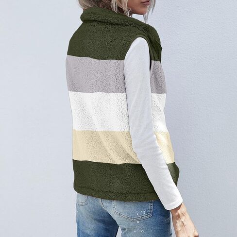 Womens Fleece Jacket Warm Winter Vest Full Zip Sleeveless Sherpa Coats Trendy Fuzzy Jackets with Pocketes Furry Vests in Saudi Arabia