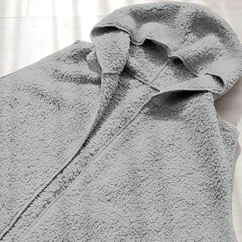 Women's Fleece Vest with Pockets Sleeveless Hooded Sherpa Cardiagan Warm Fuzzy Jackets Furry Fall Winter Outerwear in Saudi Arabia