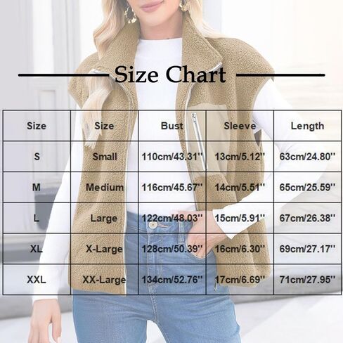 Fleece Jacket Women Fall Winter Sherpa Vest Zip Up Sleeveless Warm Fuzzy Jackets with Pockets Furry Outerwear Coats in Saudi Arabia