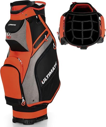 Goplus Golf Cart Bag with 14-Way Top Organizers, Lightweight Portable Golf Club Bag W/7 Zippered Pockets Including Waterproof Valuable Pockets, Rain Hood, Shoulder Strap for Men Women in Saudi Arabia