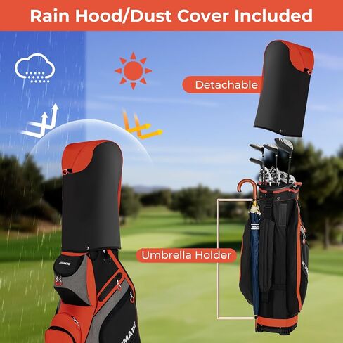 Goplus Golf Cart Bag with 14-Way Top Organizers, Lightweight Portable Golf Club Bag W/7 Zippered Pockets Including Waterproof Valuable Pockets, Rain Hood, Shoulder Strap for Men Women in Saudi Arabia
