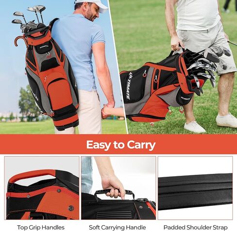 Goplus Golf Cart Bag with 14-Way Top Organizers, Lightweight Portable Golf Club Bag W/7 Zippered Pockets Including Waterproof Valuable Pockets, Rain Hood, Shoulder Strap for Men Women in Saudi Arabia