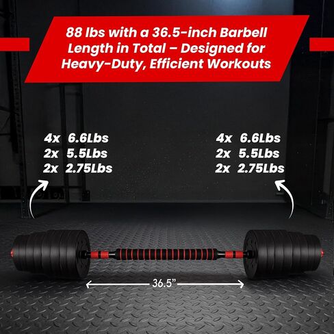 Adjustable Dumbbells Set-Non Slip Dumbbell Weight Set 22/44/66/88 Lb for Home Gym, Free Weights Dumbbells Set-All in One Dumbell Set & Barbell Combo-Adjustable Weights Set-Dumb Bells for Men & Women in Saudi Arabia