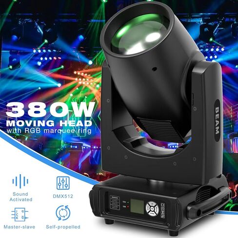 Moving Head Lights 18r 380W Beam Stage Light 18 Gobos 14+1 Colors Strobe Spotlights, 8+16+24 Honeycomb Prism Zoom Wash Rainbow Effect Lights DMX512 for Wedding Party Diso KTV Live Bar Show in Saudi Arabia
