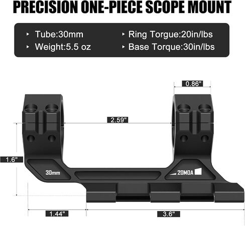 One-Piece 20 MOA Cantilever Scope Mounts 34mm or 30mm Tube High Precision Shockproof for Picatinny Rail in Saudi Arabia