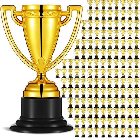 Inbagi 100 Pack Mini Gold Trophies for Kids Small Trophy Awards Cup Bulk 3.54 Inch for Sports Soccer Football Tournaments Competitions Participation Winning Prizes Party Favors for Adults in Saudi Arabia