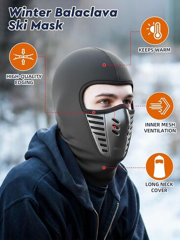 Frienda 2pcs Winter Balaclava, Face Mask Ski Gloves Set Windproof Warm Face Mask Fingerless Fishing Gloves for Men Women in Saudi Arabia