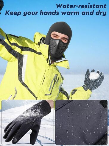 Frienda 2pcs Winter Balaclava, Face Mask Ski Gloves Set Windproof Warm Face Mask Fingerless Fishing Gloves for Men Women in Saudi Arabia