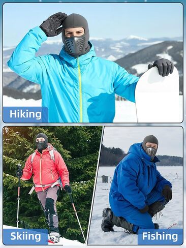 Frienda 2pcs Winter Balaclava, Face Mask Ski Gloves Set Windproof Warm Face Mask Fingerless Fishing Gloves for Men Women in Saudi Arabia