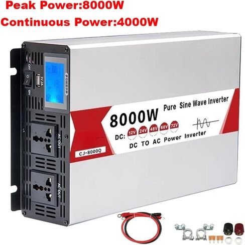 Inverter 12v 220v 6000W 8000W 12V 24V 48V to AC110V 220V Frequency 60HZ Converter Inverter(Peak Power 8000W,60V_240V 50HZ)(8000w Remote,72V-240V 50HZ) in Saudi Arabia