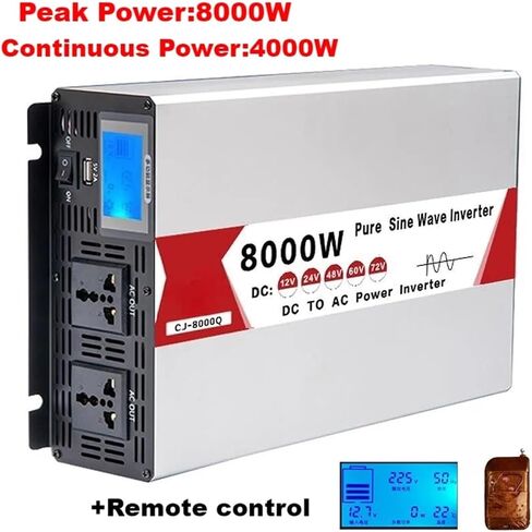 العاكس 12 فولت 220 فولت 6000 واط 8000 واط 12 فولت 24 فولت 48 فولت إلى AC110V 220 فولت تردد 60 هرتز محول العاكس (ذروة الطاقة 8000 واط، 60 فولت_240 فولت 50 هرتز) (8000 واط عن بعد، 72 فولت - 240 فولت 50 هرتز) in Saudi Arabia