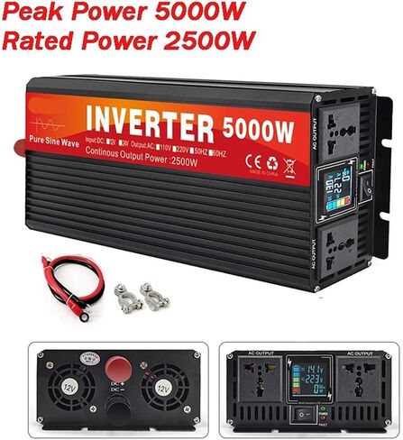عاكس 5000 وات 4000 وات 3000 وات شاشة LCD بمقبس مزدوج DC 12V 24V إلى AC 220V 110V محول جهد كهربي (ذروة الطاقة 5000 وات، 12 فولت_120 فولت (50 هرتز)) (ذروة الطاقة 4000 وات، 48 فولت - 120 فولت (50 هرتز)) in Kuwait