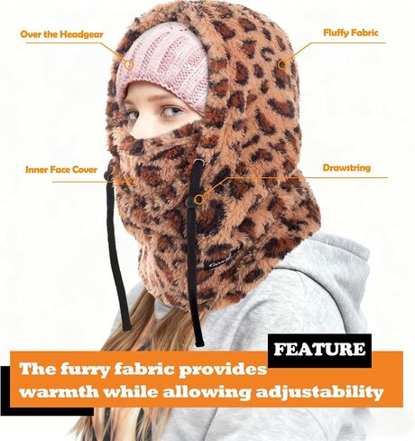 Ski Mask Fleece Balaclava, Winter Face Mask Windproof Neck Cover Warmer Hat Hood for Men Women in Saudi Arabia
