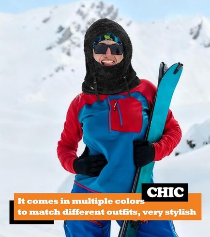 Ski Mask Fleece Balaclava, Winter Face Mask Windproof Neck Cover Warmer Hat Hood for Men Women in Saudi Arabia