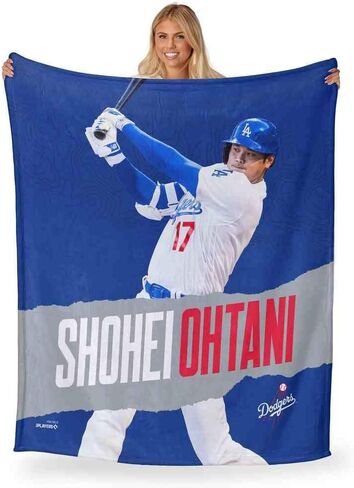 Northwest Shohei Ohtani Los Angeles Dodgers MLBPA Players Silk Touch Throw Blanket, Blue in Saudi Arabia