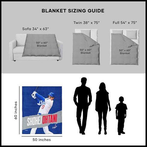 Northwest Shohei Ohtani Los Angeles Dodgers MLBPA Players Silk Touch Throw Blanket, Blue in Saudi Arabia