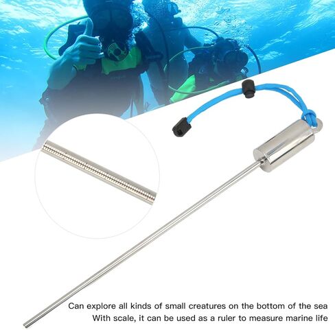 TOOKE 30cm Diving Stick Pointer Rod Stainless Steel Underwater Shaker Noise Maker with Lanyard Scale Measurement Tool for Scuba Diving Safety Accessories in Saudi Arabia