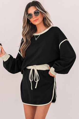 طقم نسائي مكون من قطعتين بلوزات الخريف غير رسمية بأكمام طويلة وملابس صالة شتوية متطابقة مع بدلات رياضية in Kuwait
